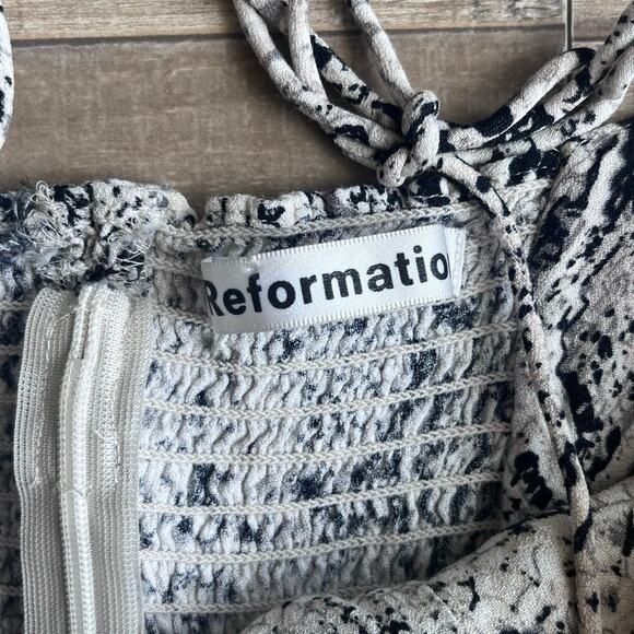 Reformation Meyer Shirred Snake Print Top Size 4 - Picture 4 of 5